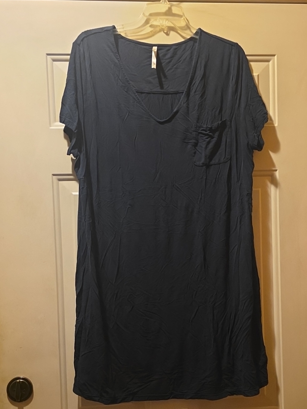 Soma Cool Nights Navy Short-Sleeve V-Neck Night Shirt with Pocket